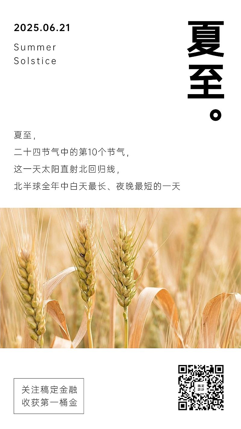 金融保险夏至节气节日金融祝福问候日签海报