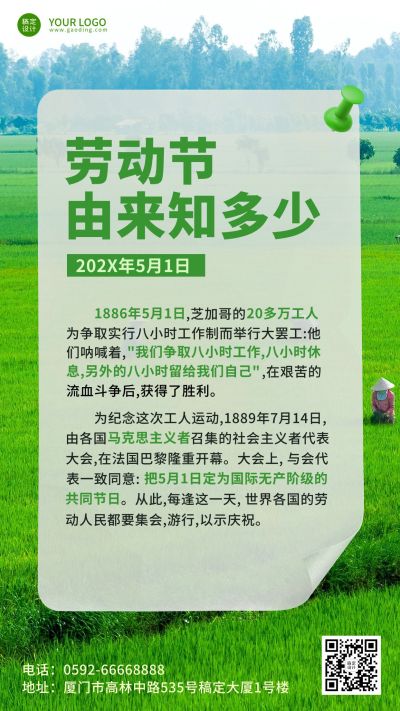 劳动节节日由来排版手机海报