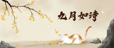 九月插画小清新猫宠物公众号首图