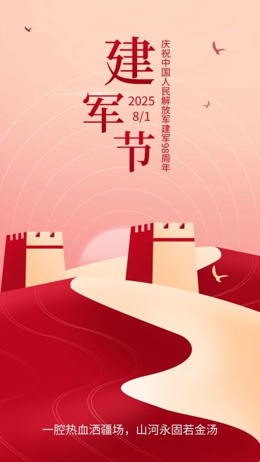 建军节节日祝福排版手机海报预览效果