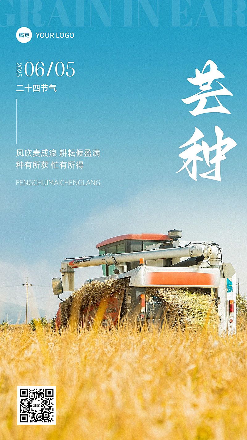 芒种金融保险节气祝福实景风手机海报