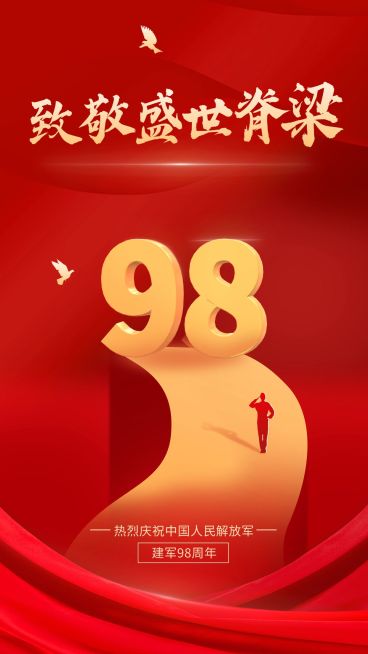 建军节节日祝福排版手机海报预览效果