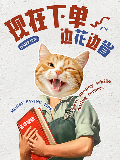 趣味表情包猫头小红书封面aigc