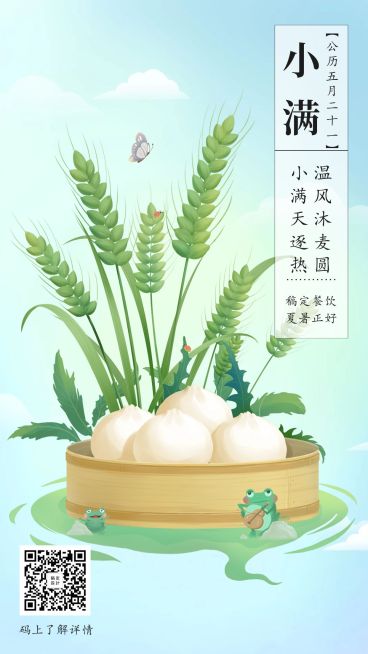 小满节气手绘中国风海报预览效果