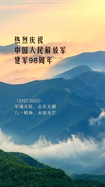 八一建军节祝福实景手机海报预览效果
