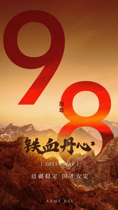 八一建军节快乐祝福实景手机海报