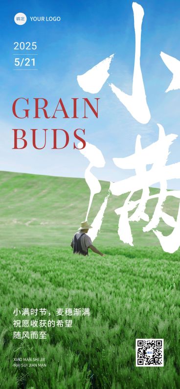 企业小满节气祝福实景合成全屏竖版海报预览效果
