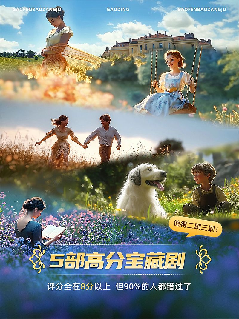 影视推荐影音娱乐溶图拼图小红书封面