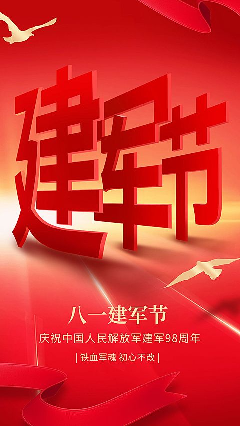 建军节节日祝福合成手机海报