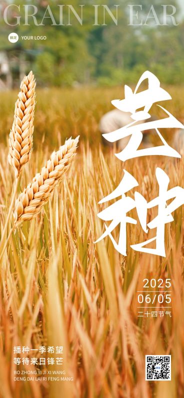 企业芒种节气祝福实景大字全屏竖版海报预览效果