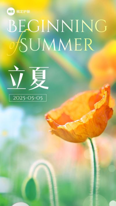 立夏美容美妆节气祝福产品展示全屏竖版海报