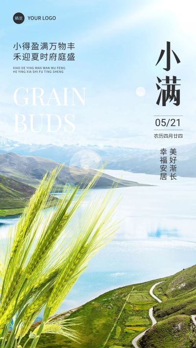 小满房地产节气祝福问候实景风全屏竖版海报