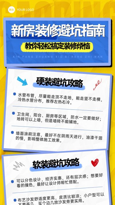 房地产家居装修科普攻略全屏竖版海报AIGC