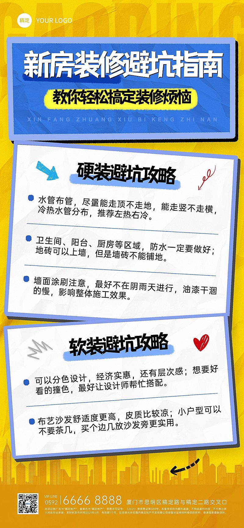 房地产家居装修科普攻略全屏竖版海报AIGC