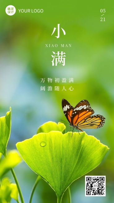小满节气祝福问候实景手机海报预览效果