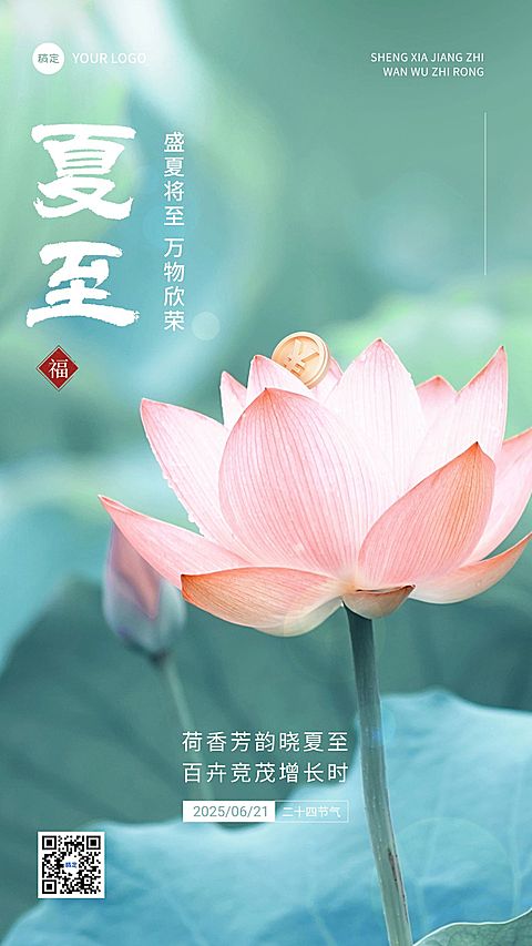 夏至金融节气祝福问候实景风手机海报