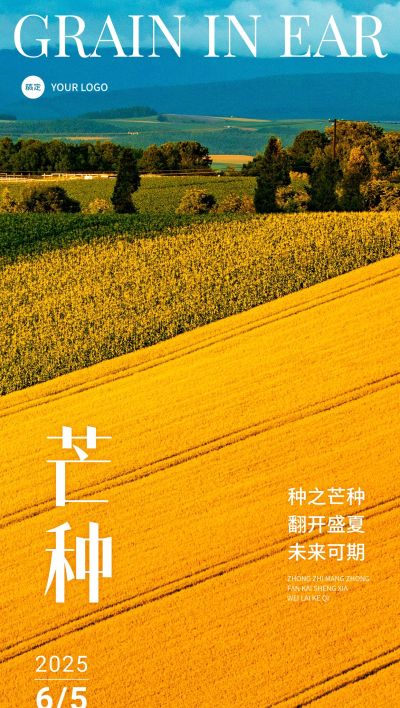 企业芒种节气祝福实景合成全屏竖版海报