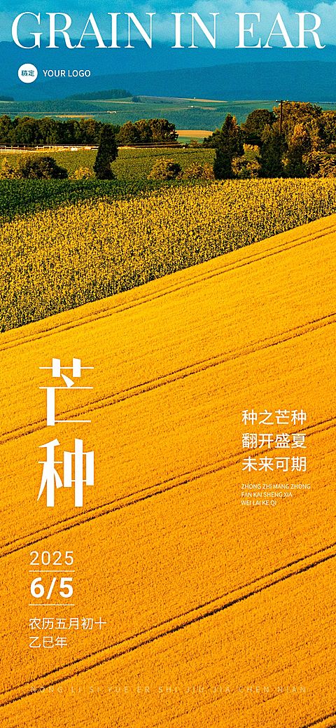 企业芒种节气祝福实景合成全屏竖版海报