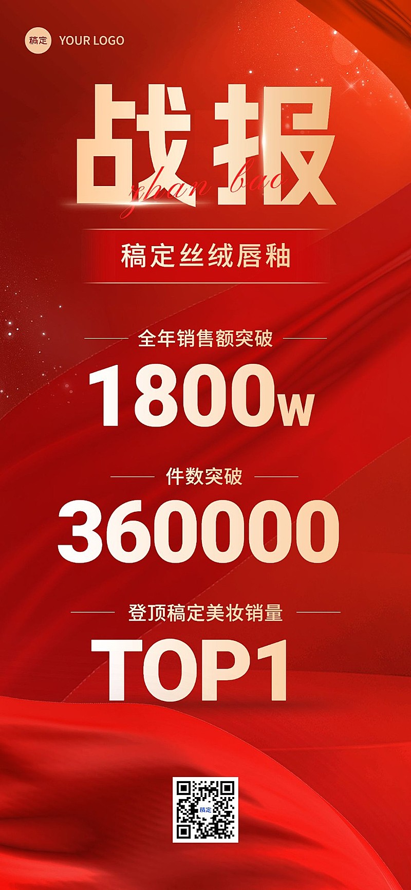 朋友圈运营美容美妆销冠产品战报全屏竖版海报