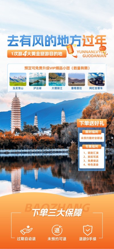 年货节旅游旅行直播背景贴片组合