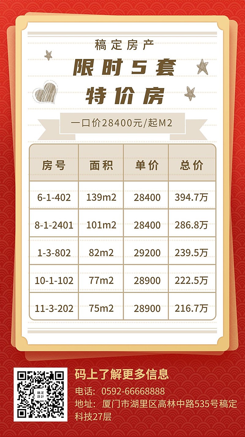 房地产喜庆中国风限时特价手机海报