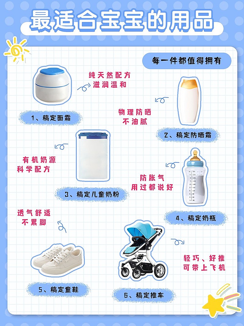 母婴用品好物推荐产品展示小红书配图