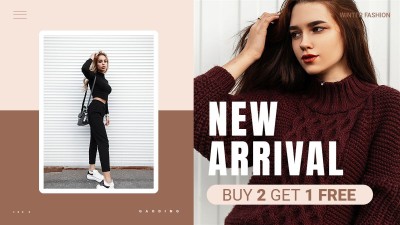 时尚简约保暖季冬季上新跨境电商服装女装电商横版海报banner