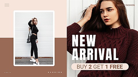 时尚简约保暖季冬季上新跨境电商服装女装电商横版海报banner