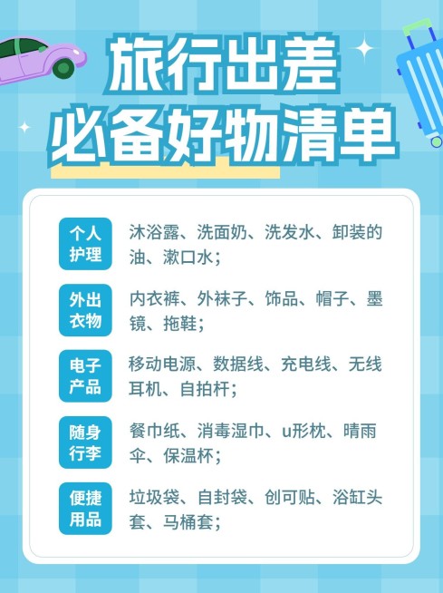 旅游出行清单小红书配图预览效果