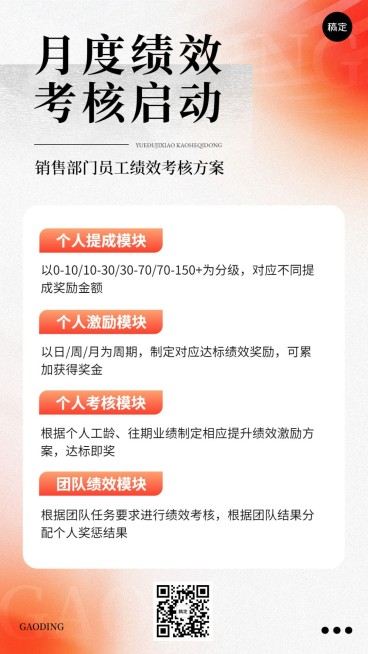企业员工渐变员工激励的绩效考核手机海报预览效果