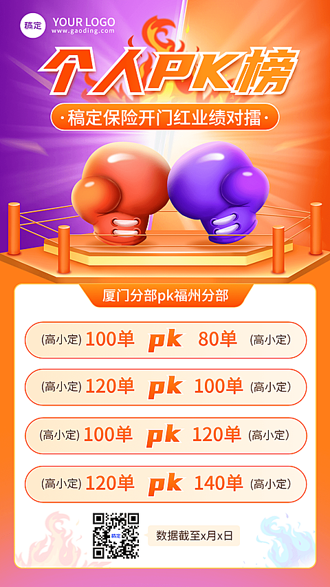 金融保险开门红销售业绩PK排行榜撞色手机海报