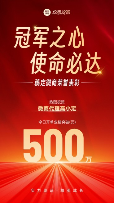 微商销售代理开单业绩表彰喜报喜庆手机海报预览效果