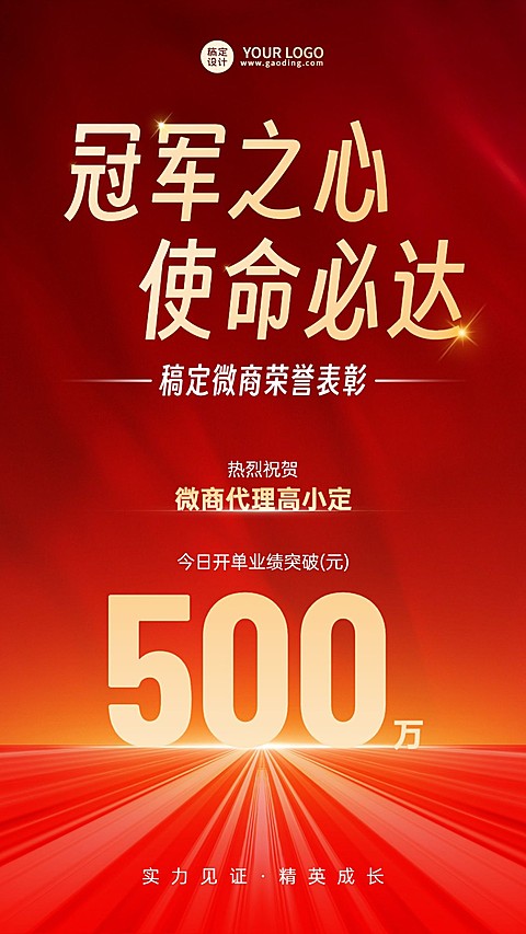 微商销售代理开单业绩表彰喜报喜庆手机海报