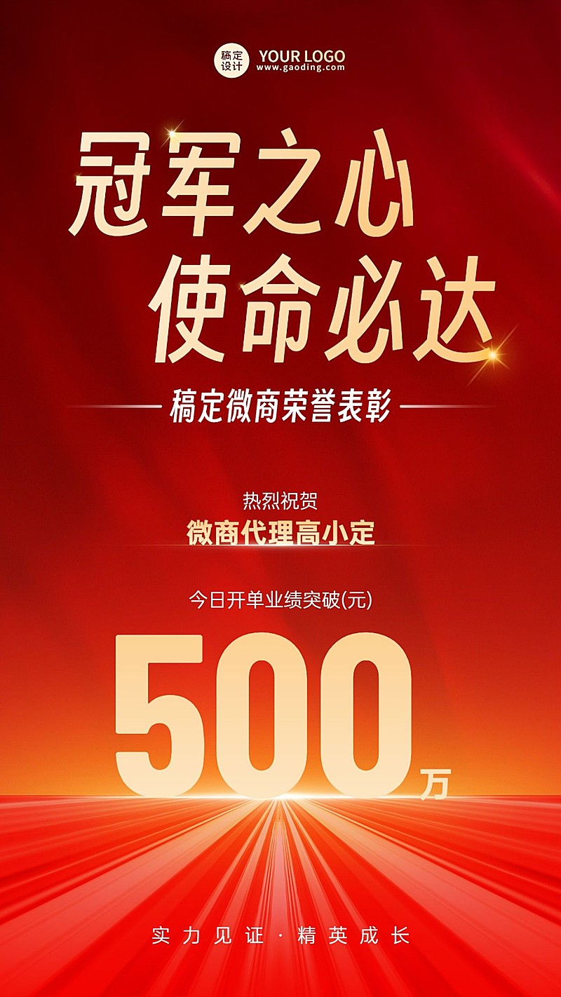 微商销售代理开单业绩表彰喜报喜庆手机海报