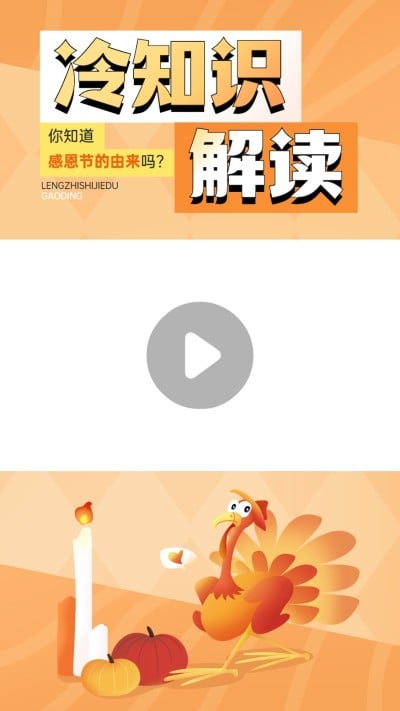 感恩节知识科普宣传视频封面边框
