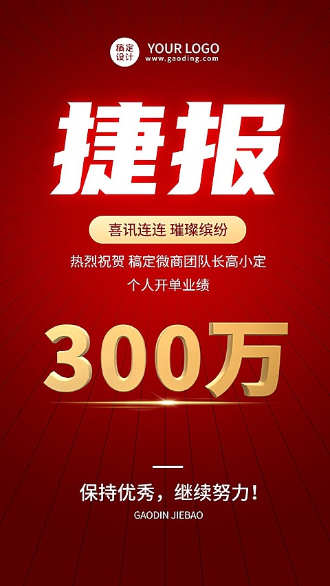 微商销售代理业绩表彰喜报喜庆手机海报