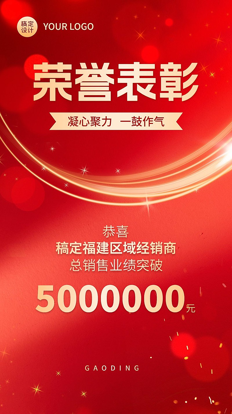 微商代理团队业绩表彰喜报喜庆风手机海报