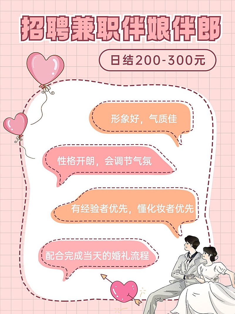 婚庆服务伴娘伴郎招聘手帐风小红书配图