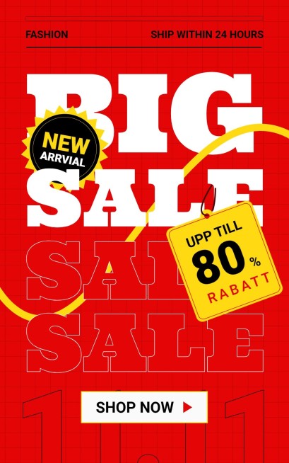 促销感双11跨境电商大字通用电商竖版海报预览效果