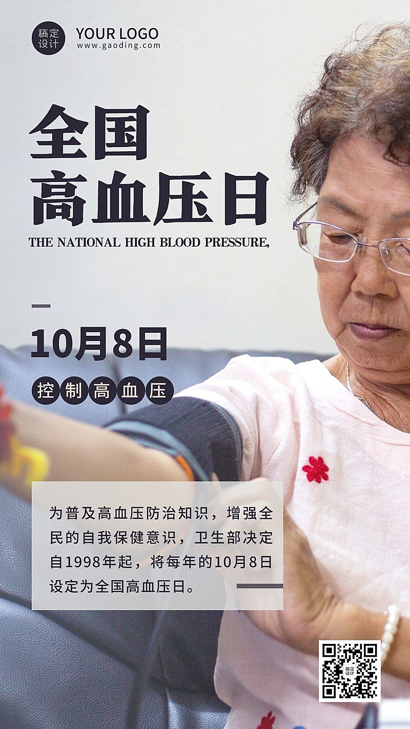 全国高血压日关注健康实景海报