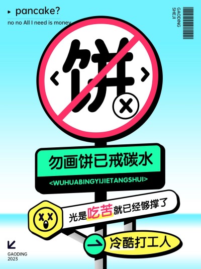 趣味路牌设计打工人小红书配图
