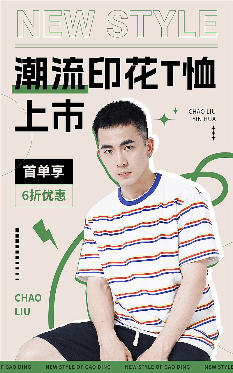 服饰箱包男装店铺新人优惠券竖版海报