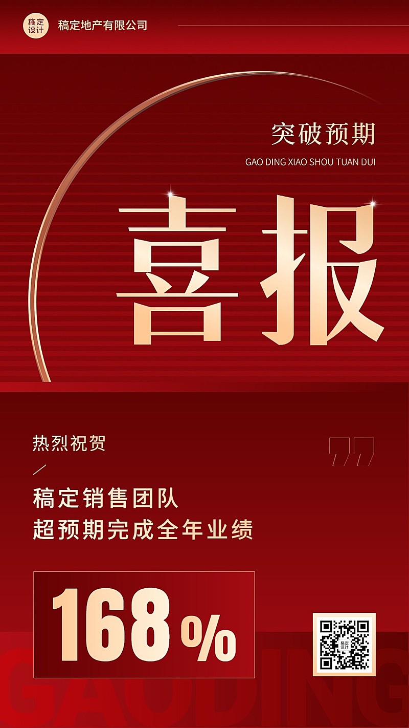 企业轻奢大气喜报手机海报