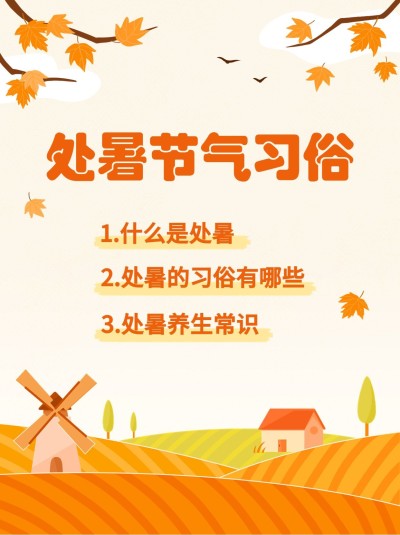 处暑节气习俗科普小红书套装小红书封面