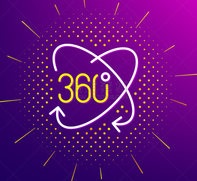 VR360,网络空间,文凭,充满的,标志,线图标,技术,证章,转,点染