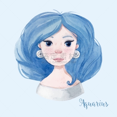 水瓶座,水彩画,标志,分离着色,可爱的,天秤座,白羊座,算命,收集,庆祝