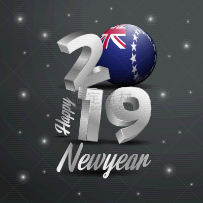 库克群岛,字体,2019,新年前夕,华丽的,创造力,图像,庆祝,设计