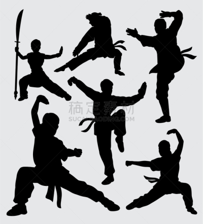 武术,男性,女性,动作,人,运动,剪影