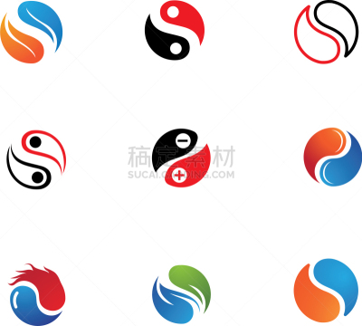 阴阳符,模板,品牌名称,图标,商务,平衡,圆形,日本,剪影