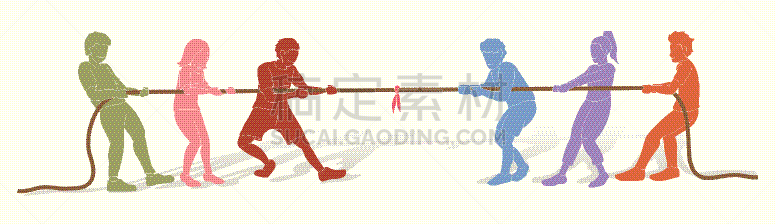 儿童,进行中,插画,动画片,商务,绳子,拉
